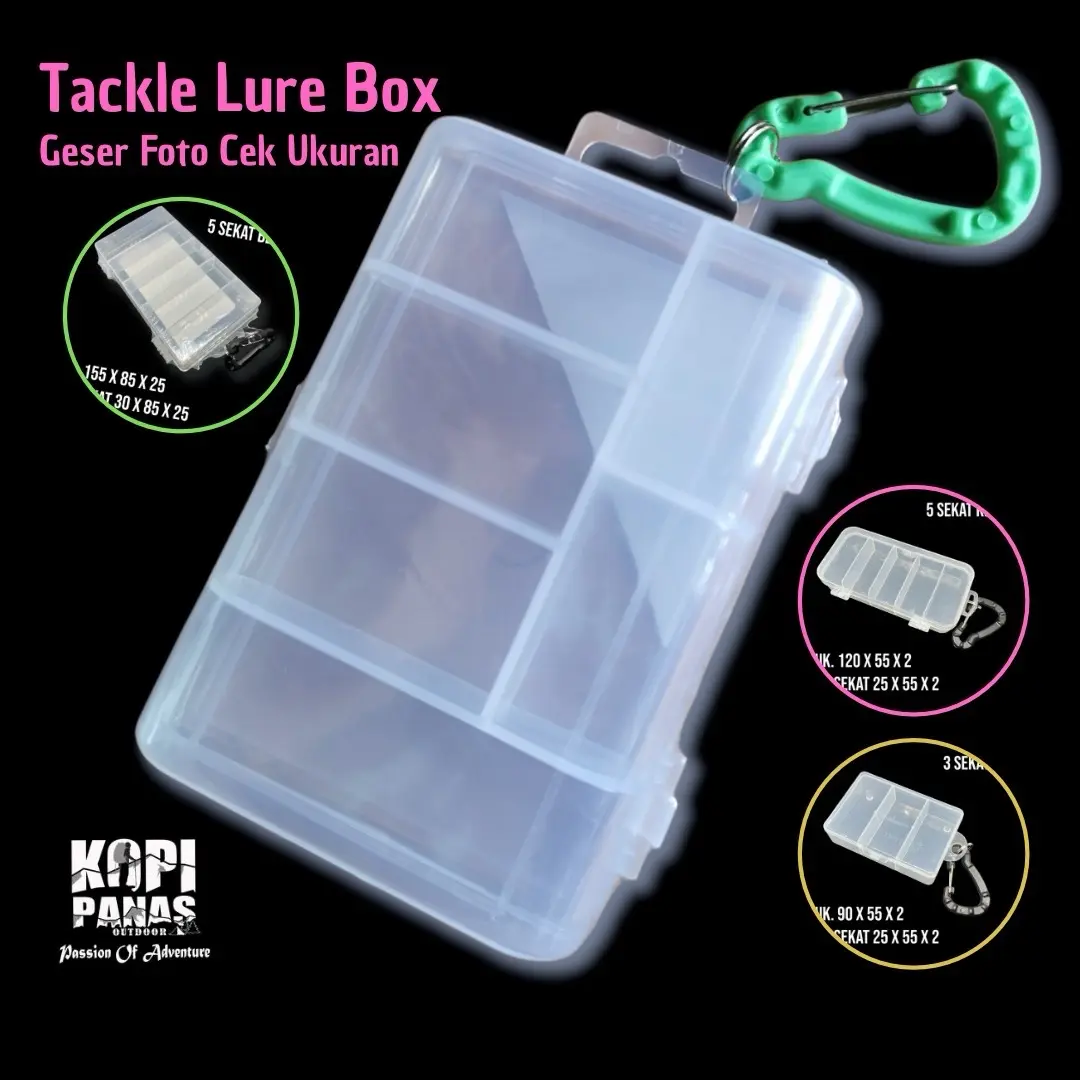 Tackle Lure Box Mini Kotak Umpan Pancing Kecil Minnow Free Carabiner anti karat