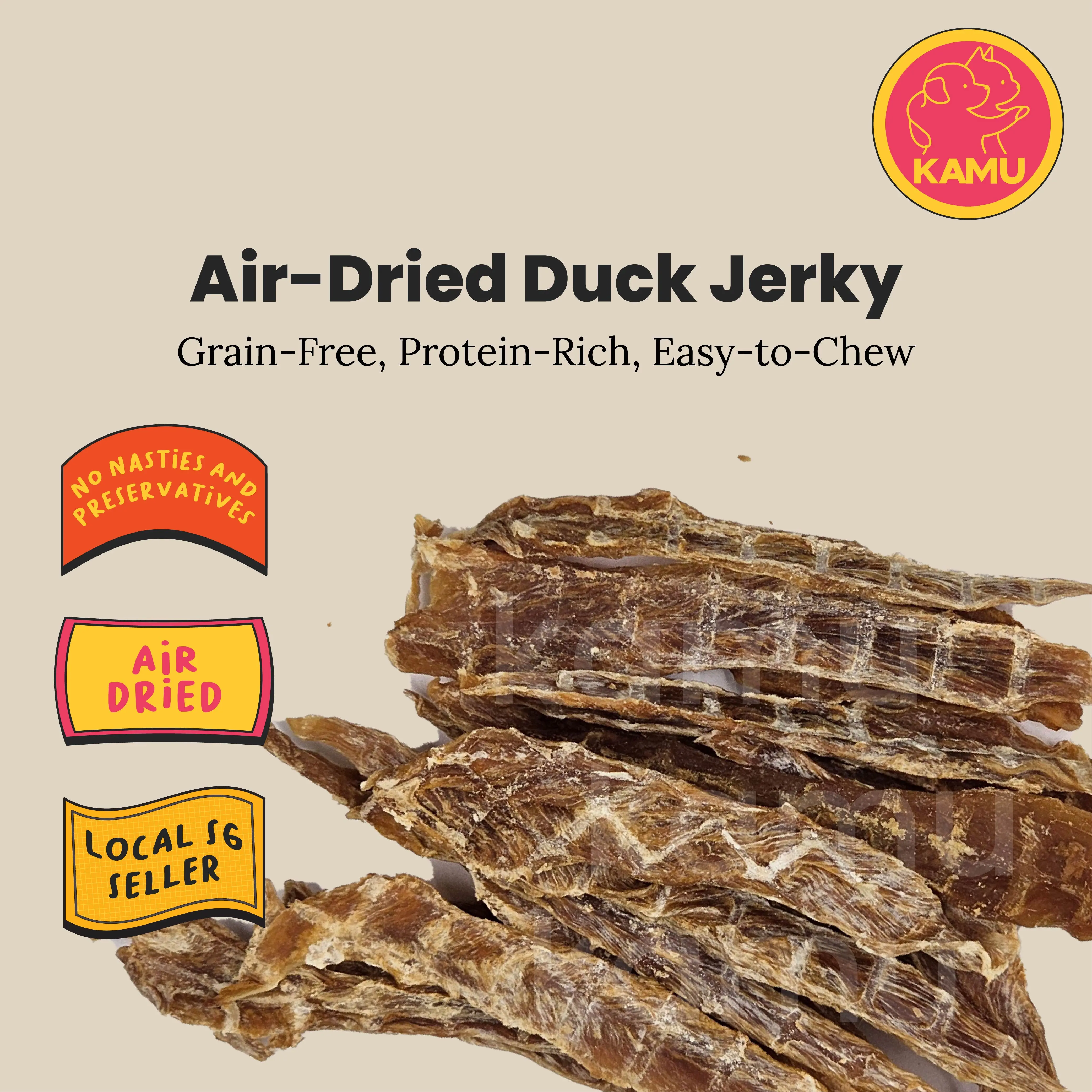 [SG OPENING PROMO] Kamu SG Air Dried Duck Jerky, Dog & Cat Treat, 50g 100g