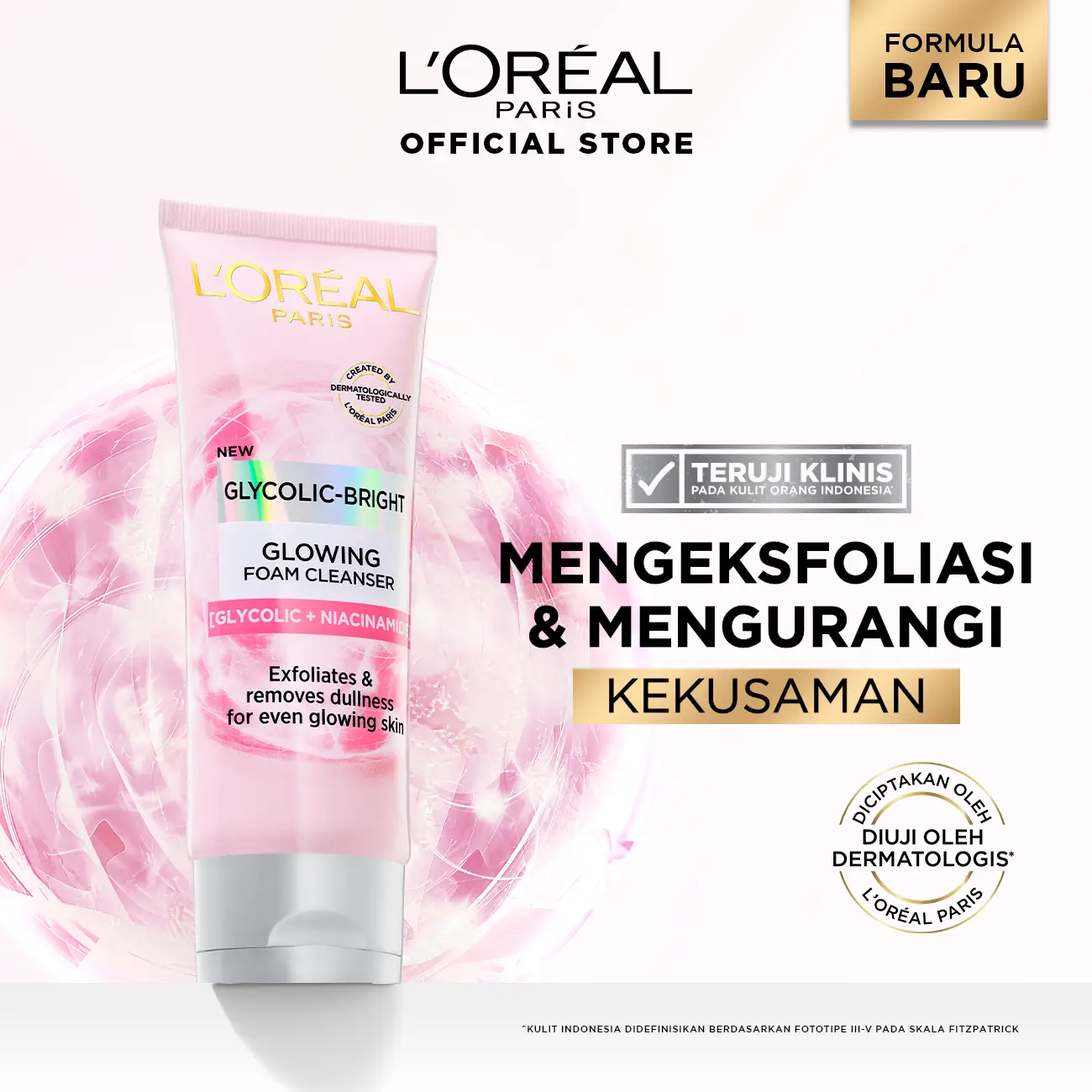 [BANTING HARGA] L'Oreal Paris Glyco Bright Foam Facial Cleanser