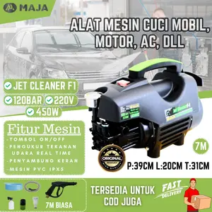 Jet Cleaner MAJA F1 Premium Deluxe High Pressure Washer 120Bar 450W – Mesin Cuci Motor Mobil Semprotan Kencang Tekanan Tinggi Portable Alat Pembersih AC Mesin Steam Motor Mobil Hemat Listrik