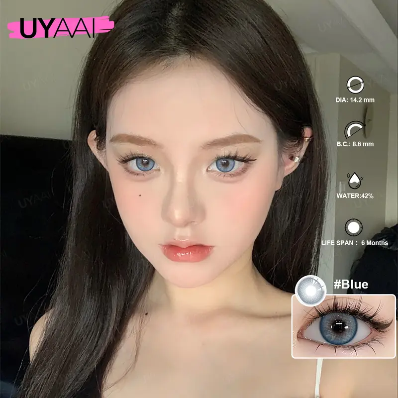 [COD] New Arrival UYAAI SOFTLENS Glacier Blue brown 1 Pasang LENSA KONTAK Warna Diameter 14.2 MM-14.5mm MINUS 0-6.00 USE 6 MONTH Eye Soflen 6