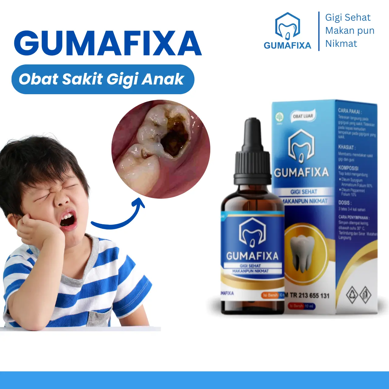 Gumafixa Pereda Sakit Gigi Anak Perawatan Gigi - Gusi & Mulut - Herbal Terdaftar BPOM Untuk Tetes & Kumur