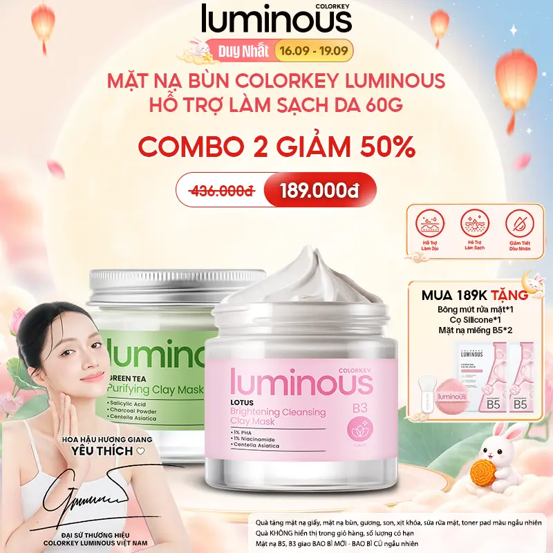 Mặt Nạ Bùn Colorkey Luminous Hỗ Trợ Làm Sạch Da Không Gây Khô Da Khi Dùng 60g/hũ