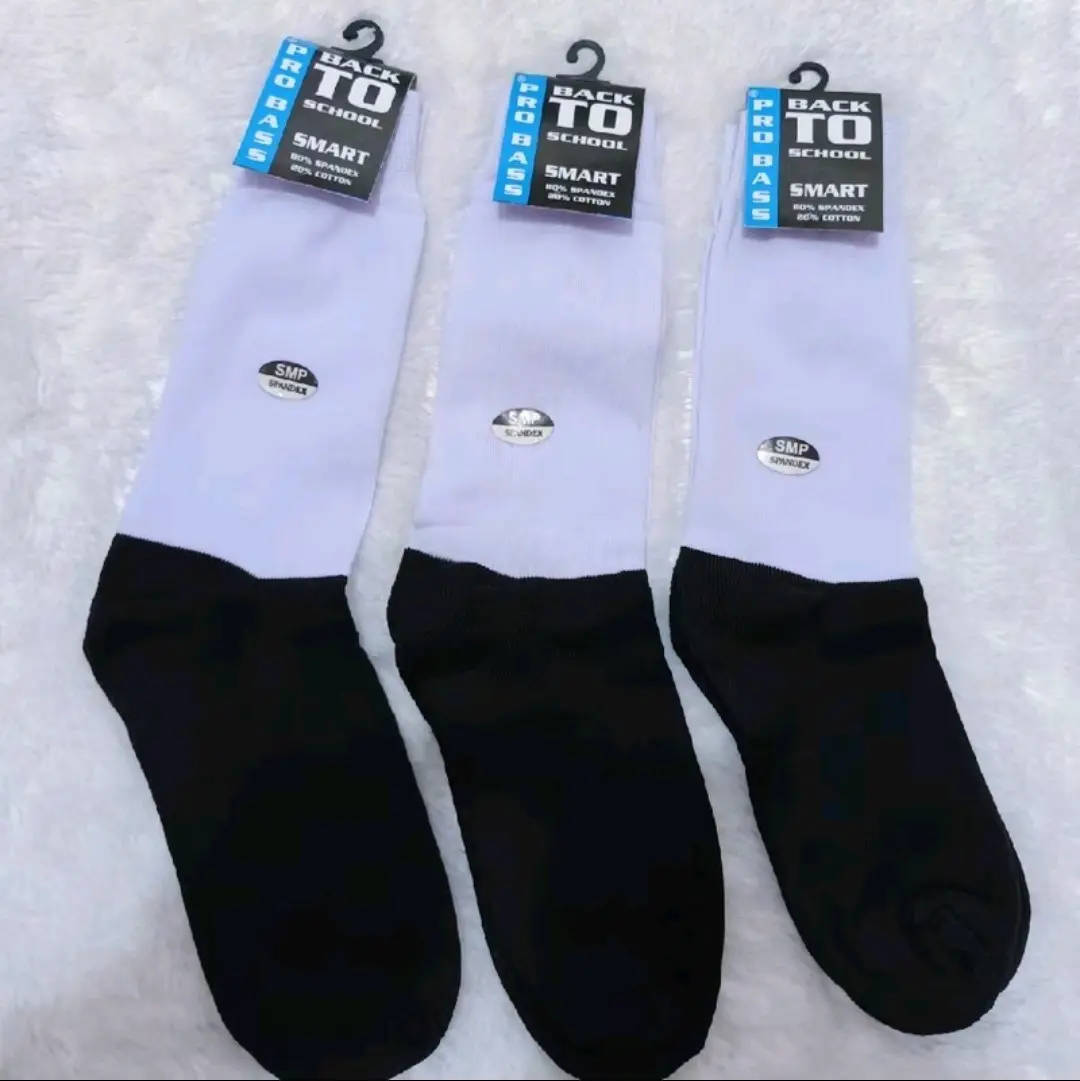 6 Pasang dan 3 Pasang Kaos Kaki Sekolah SD SMP SMA/Kaos Kaki Sekolah/Kaos Kaki Putih Hitam Panjang Casual spandex 15 r6