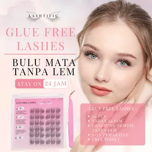 [FREE PINSET] LASHTIFIC Glue Free Lash 36pcs Bulu Mata Palsu TANPA LEM Langsung Tempel  - Bulu Mata Instan Pemula Beginner Glue Free