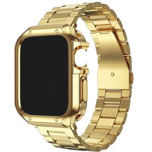 金属ストラップ＋耐衝撃保護ケース Apple Watchシリーズ11・10・Ultra3・Ultra SE3・SE9・8・7・6・5・4・3・2・1用 交換用ステンレススチールファッションチェーンストラップ、Apple Watch（49mm／45mm／46mm／44mm／42mm／41mm／40mm／38mm）対応 ストラップ＆ケースセット
