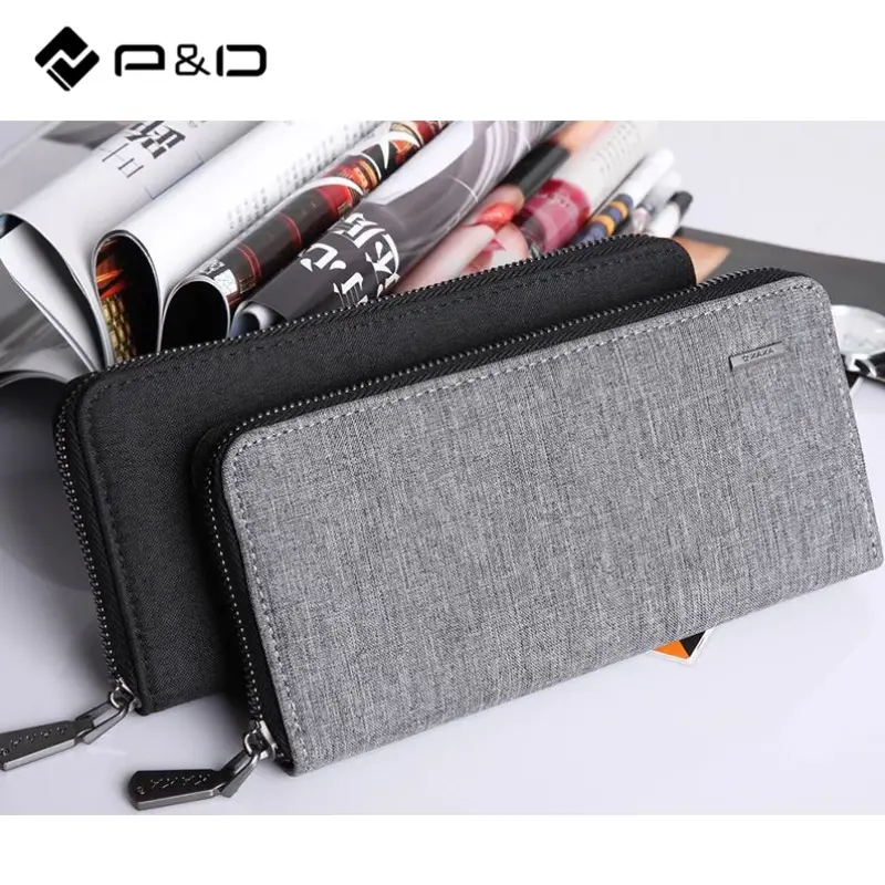 P&D Men Long Wallet Clutch Coin Pouch Bag Card Holder Zip Purse Business Ready Stock