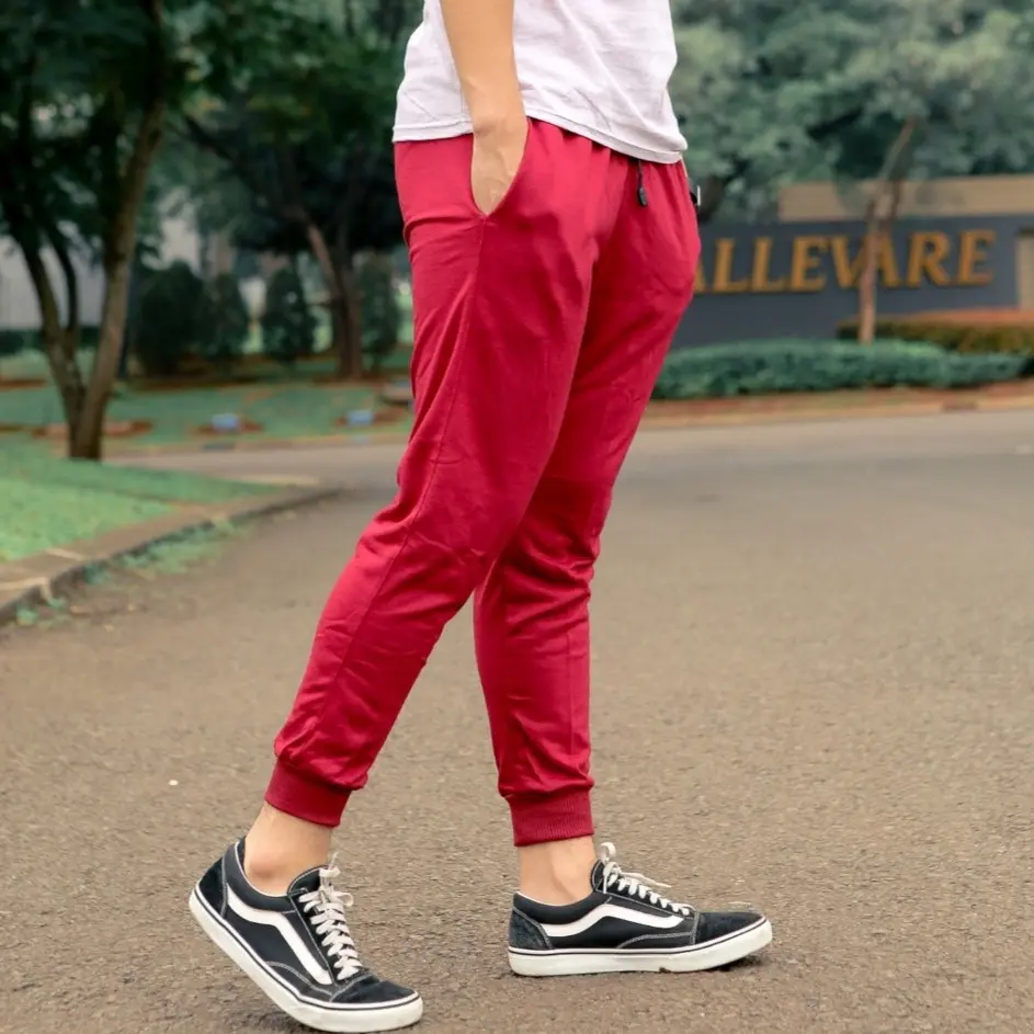 Celana Jogger Polos Joger Pants Unisex Warna Merah