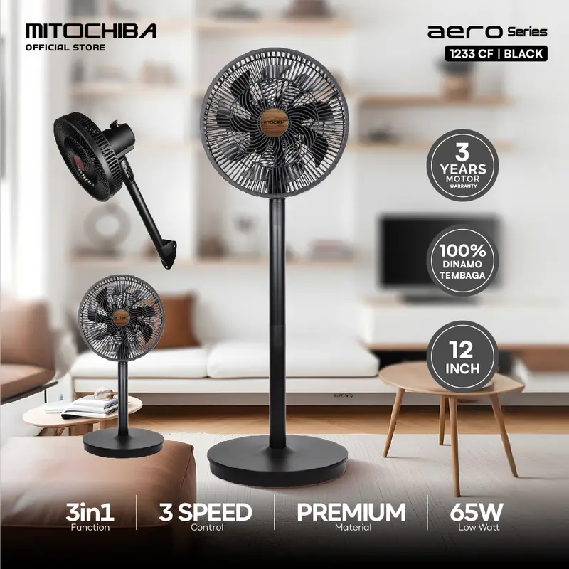 MITOCHIBA Kipas Angin 12 Inch 3in1 Aero Series Garansi Resmi - 1233CF 0