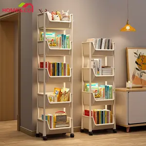 Homes Rak Buku Minimalis 5 susun Lemari Buku Portable Rak Mainan Anak Dengan Roda