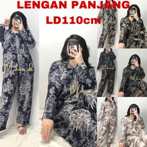 PIYAMA RAYON LENGAN PANJANG LD110cm / Piyama Mikaos Lengan Panjang / Oneset LD110cm Jumbo / Piyama Rayon Premium / Piyama Wanita Dewasa