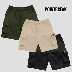 POINTBREAK.CO - Paket 3 Pcs Cargo Pendek Pria Celana Pendek Matt Fleece Soft  Karet Santai Katun Distro Dewasa Stretch Casual Keren