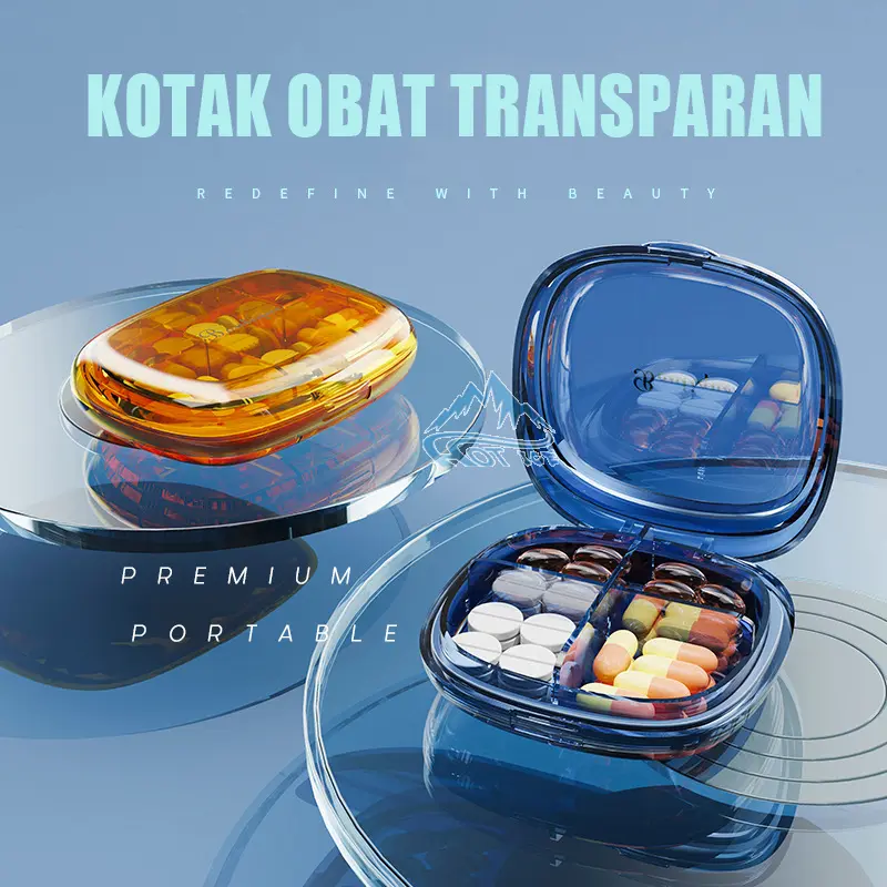 Kotak Obat Vitamin Harian Mingguan 6 Sekat 4 Sekat Daily Medicine Box Premium Kotak Pil  Kotak Tempat Penyimpanan Obat Kto-750