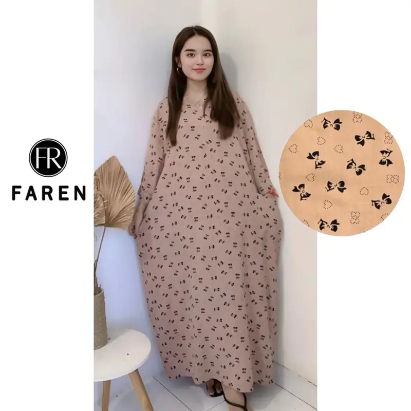 Daster Faren - Gamis Saku Jumbo lengan 3/4 polos dan motif gamis  rayon premium 7