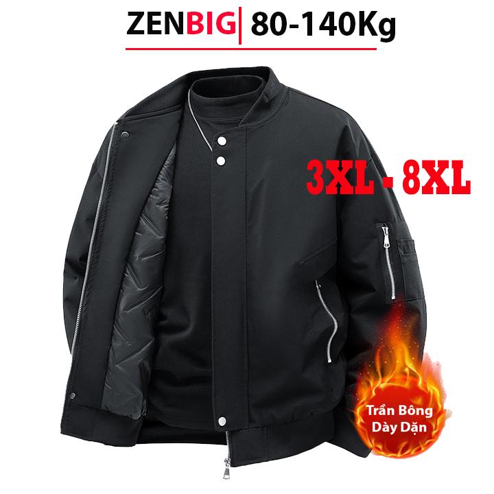  Áo Khoác Phao Chần Bông Bigsize ZENBIG dáng bomber trẻ trung năng động dành cho người béo mập 80-140kg Menswear Jacket áo  khoác  gió  nam  đẹp  2024 