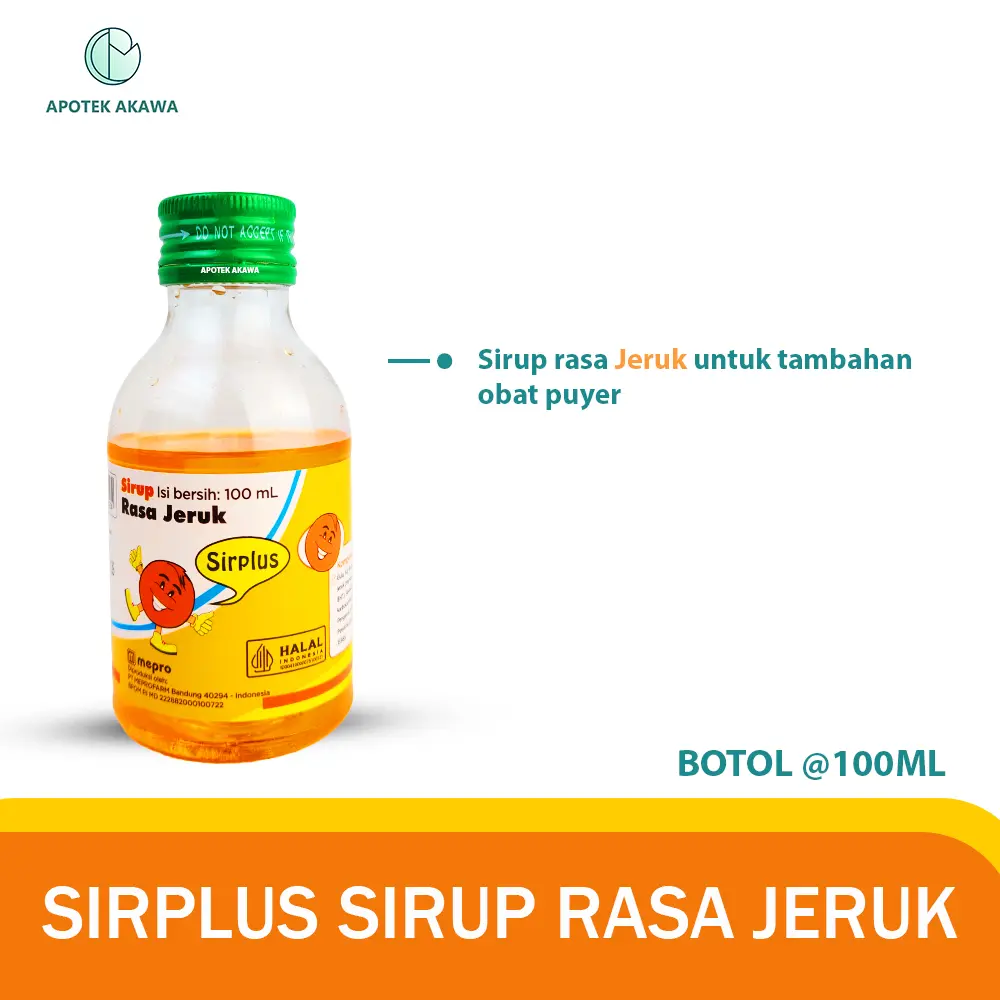 SIRPLUS SYRUP JERUK BOTOL @100 ML / SIRUP PEMANIS OBAT PUYER / APOTEK AKAWA