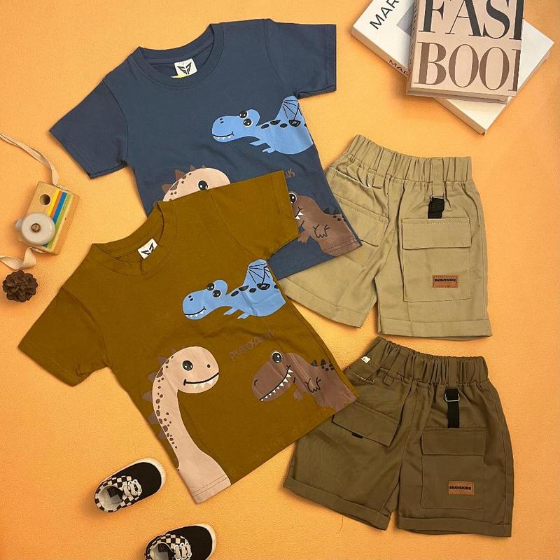 BRAVEKIDS FASHION - DINO CHARACTER SETELAN ANAK COTTON COMBED 24S 1-5 TAHUN 2