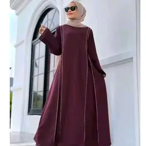 (GAMIS TERBARU) ABAYA Gamis Simpel Mix Payet Swaroski , Tampil Stylish dan Anggun L XL Gamis Dewasa Simpel Elegan