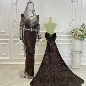 Kebaya Pengantin Wedding Dress Premium Milo Marun Slim Bustier Full Payet Wanita Pesta Gaun Mewah Panjang Span