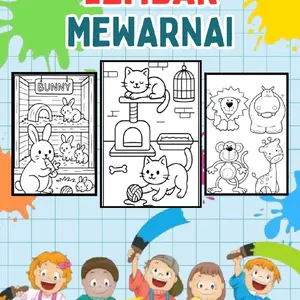 Kalio.Shop Lembar Kertas Mewarnai Anak isi 50 Lembar Buku Worksheet Edukasi Banyak Tema Girl Boy Pemandangan Hewan Transaportasi Huruf Campur Kertas HVS A5 Tebal Hasil Tajam