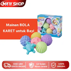 MAYY Mainan BOLA KARET untuk Bayi /aman dan tidak beracun/ Sensory Mainan Anak/6pcs Bayi Sensory Mainan Pelatihan Touch Handball Anak-anak Yang Baru Lahir Multifungsi Soft Ball Set