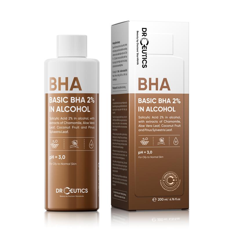  DrCeutics Basic BHA 2% In Alcohol Dung Dịch Làm Sạch Dầu Cho Da 100ml 200ml Chăm Sóc Da Toner Loại Bỏ Dầu Cải Thiện Mụn Salicylic Acid 