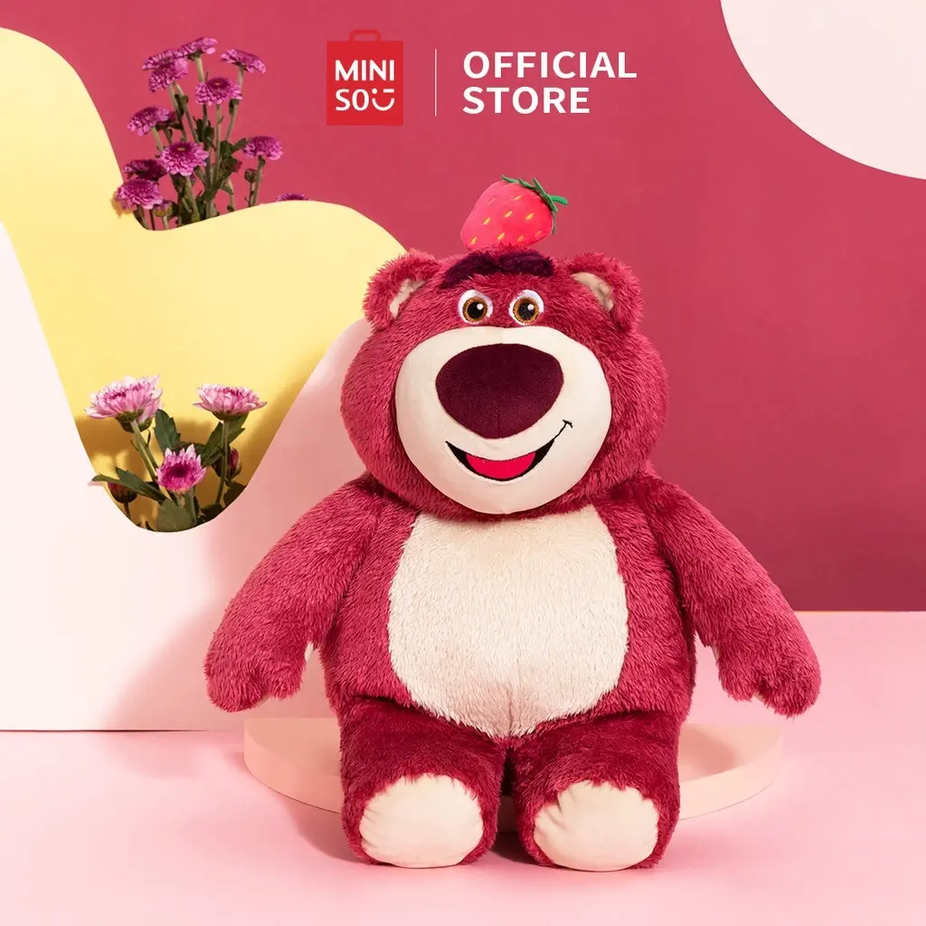 MINISO Boneka Seri TOY STORY Lotso Bear Strawberry Plush Toy Boneka Lucu Dolls Toys Hadiah
