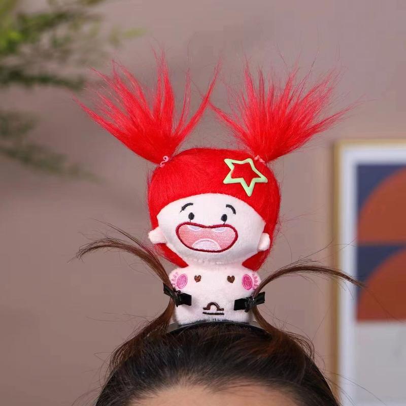 Product Introduction of New personality funny, toothless cotton doll, fried hair, funny headband, girlfriend photo props 9