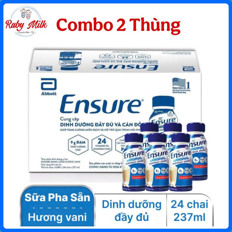 [Date 9/2026] Combo 2 thùng Sữa Pha Sẵn Ensure Original 237ml Vani