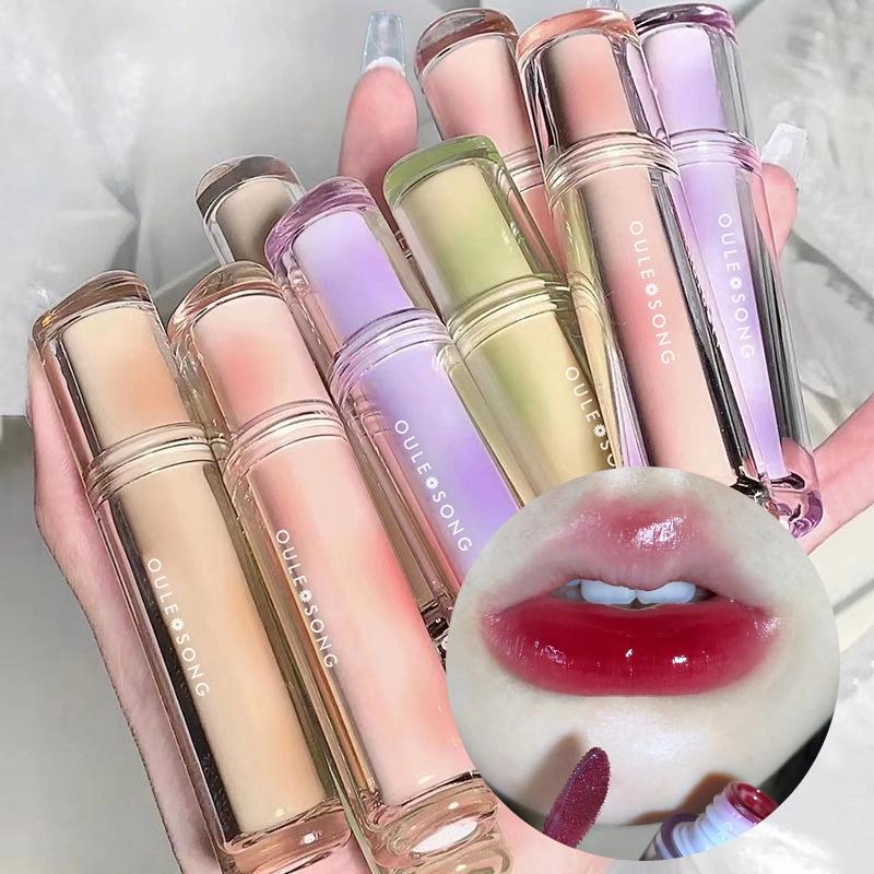 Son Môi tráng Gương Trà Đông Lạnh Oulesong 8 Màu Son Bóng Nước Son Bóng Thạch Thủy Tinh
