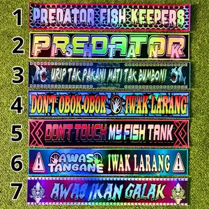 Stiker Akuarium HOLOGRAM Iwak Galak Tahan Air Ikan Channa Predator Fish Aquarium Tank ukuran 30 - 80 cm Bahan Full HD Desain Menarik Perlindungan Akuarium Anda