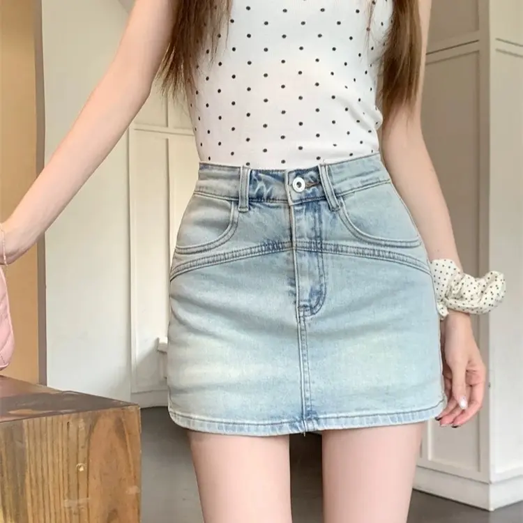 Mira&Joy Light-Wash Denim High Waist Pencil Skirt