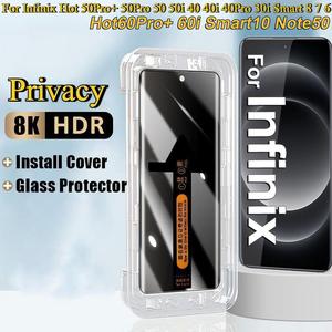 Install Tool Accessories with Privacy Tempered Glass For Infinix Hot 60Pro+ 60 50Pro+ 50Pro 50 50i 40 40i 40Pro 30i Smart 10 9 8 7 6 Note50 Note40 Anti-spy Screen Protector Film