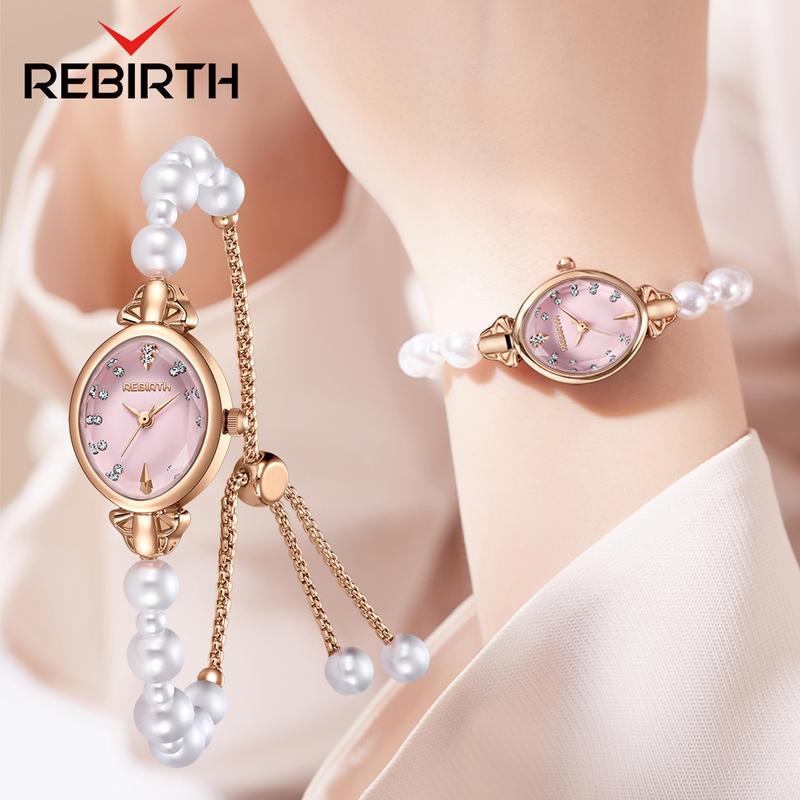REBIRTH Jam Tangan Wanita Gelang Anti Air Original Korea Elgant Model Tali Mutiara Jam Tangan Cewek   REL0136 1