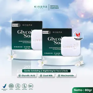 KISANA Brightening Glycolic Soap Bar -  Paket Bundling 2 Pcs Sabun Pencerah Untuk Kulit Belang