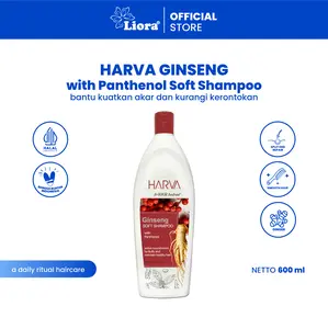 HARVA Shampoo Ginseng Soft & Smooth 600ML | Haircare 2in1 Shampoo Conditioner Anti Rontok Menutrisi Rambut Menguatkan Akar Rambut Halus Lembut Sehat