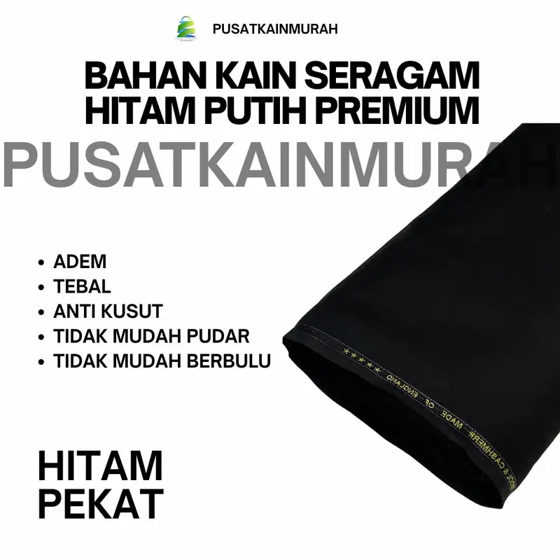 KAIN PUTIH BERSIH DAN HITAM PREMIUM IMPORT DINAS PNS, ASN, PERAWAT, KEDOKTERAN, KAIN LEMBUT, ADEM, NYAMAN DI PAKAI Katun 1