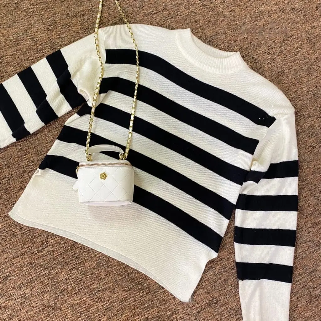 Valencia Sweater Rajut Atasan Wanita Knitwear Panjang Cardigan Crop Motif