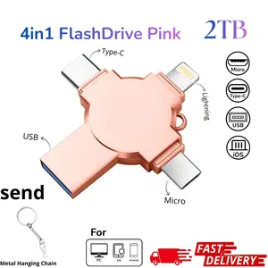 OTG 2TB Lightning USB 3.0 Flashdisk untuk iOS & Android & PC dengan Port Komputer Micro USB Penggunaan Mudah Transmisi Data Stabil dan Cepat