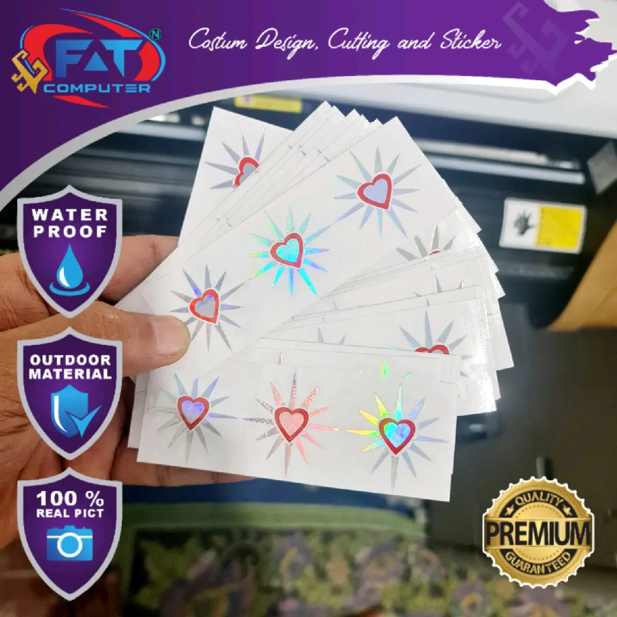 Stiker Cutting Hologram (3 pcs) Waru Hati Bersinar PSHT 1922