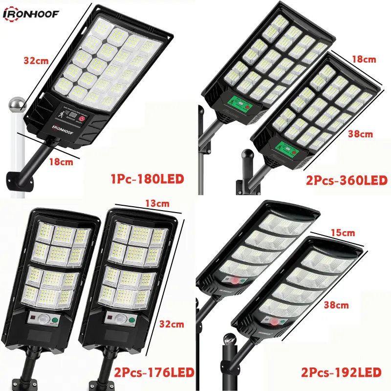 1/2Pcs Lámpara Solar Led Exterior Jardin 176/180/360 LEDs 3 Modos Sensor de Movimiento IP65 Resistente al Agua para Hogar Ciudad y Patio al Aire Libre - Foto 2