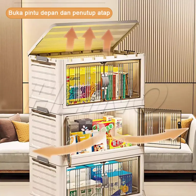 Goodbaby | 45/55CM Lemari Plastik Susun Besar / Lemari Plastik Lipat Penyimpanan Serbaguna/Lemari Pakaian Anak & Bayi, Rak Baju Multifungsi, Organizer Hemat Ruang, Katrol Senyap, Anti Debu 4