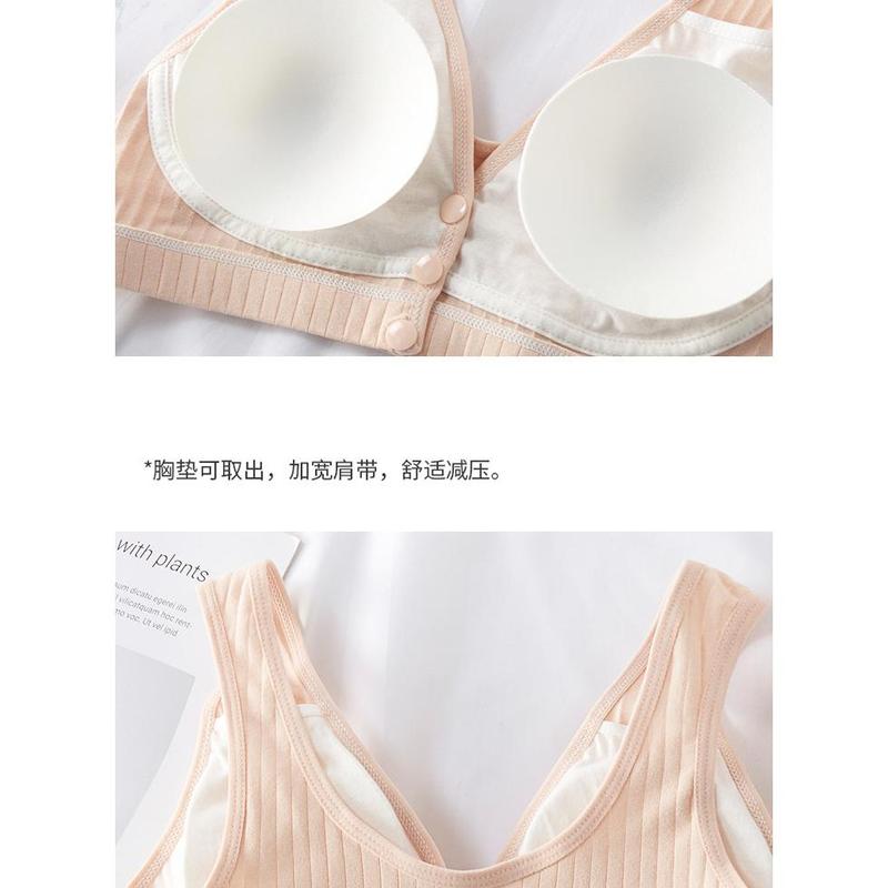 Cotton open clasps women thin bra soft breathable underwear plus size  without steel ring 5