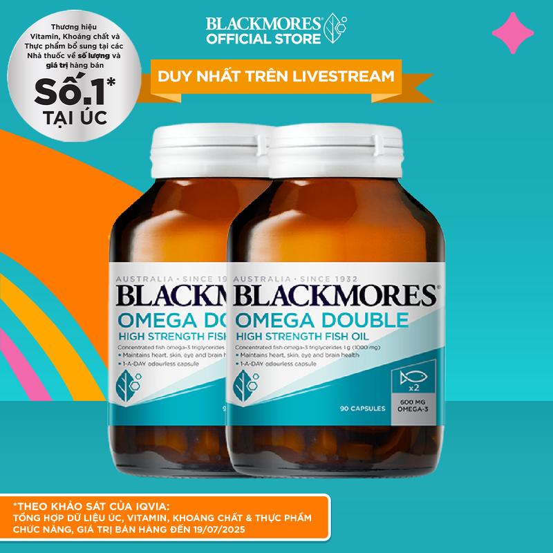  Combo 2 Viên Uống Dầu Cá Bổ Sung Omega Hỗ Trợ Cho Tim Mắt và Da BLACKMORES DOUBLE Omega HIGH STRENGTH Lọ 90 Viên 