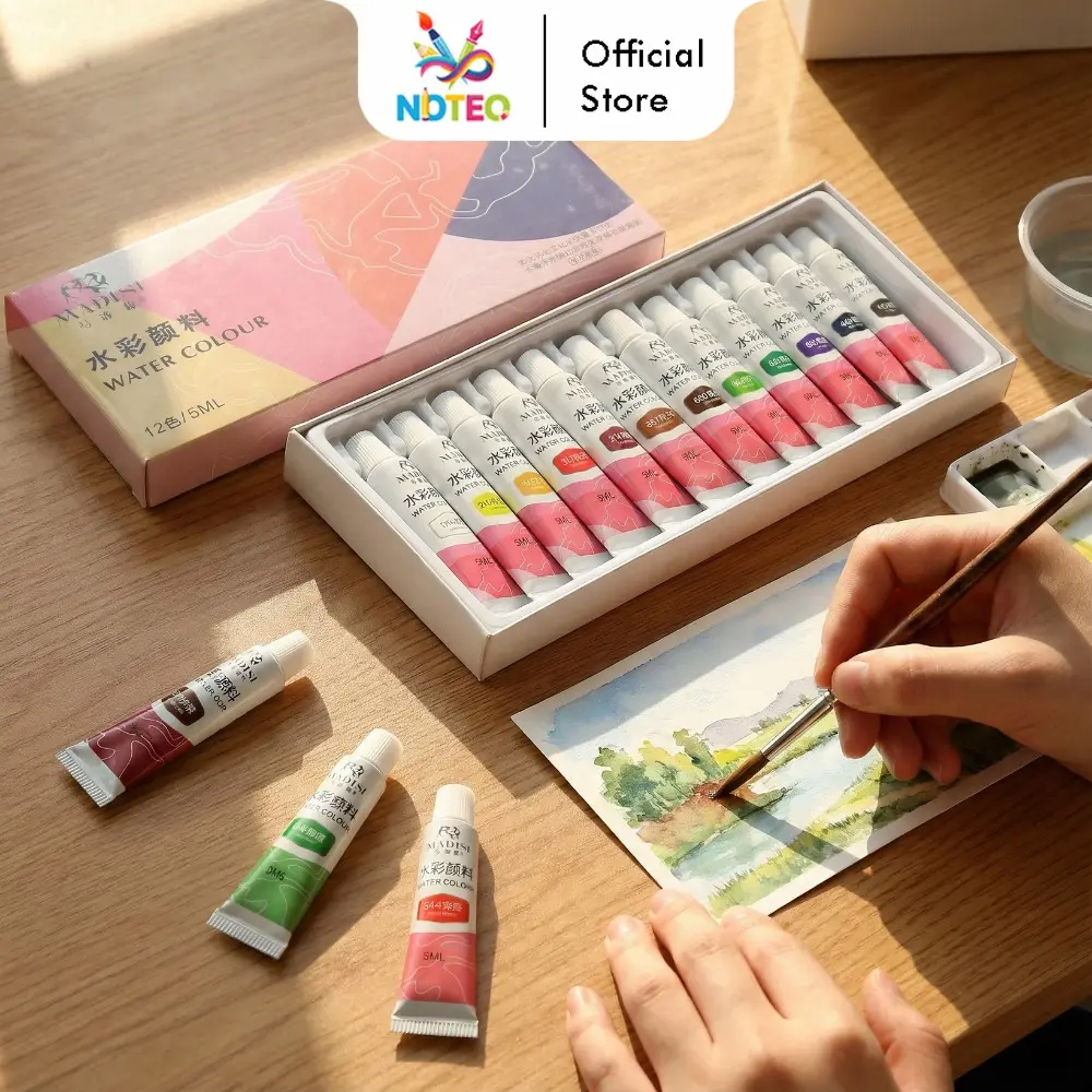 Set Cat Air Watercolour Premium 12 Warna × 5 ml Cat Air Berkualitas Bentuk Pasta Tube YL-0322