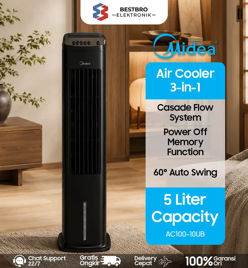 Midea Tower Fan Air Cooler 3in1 AC100-10UB 5L Ionizer Diffuser