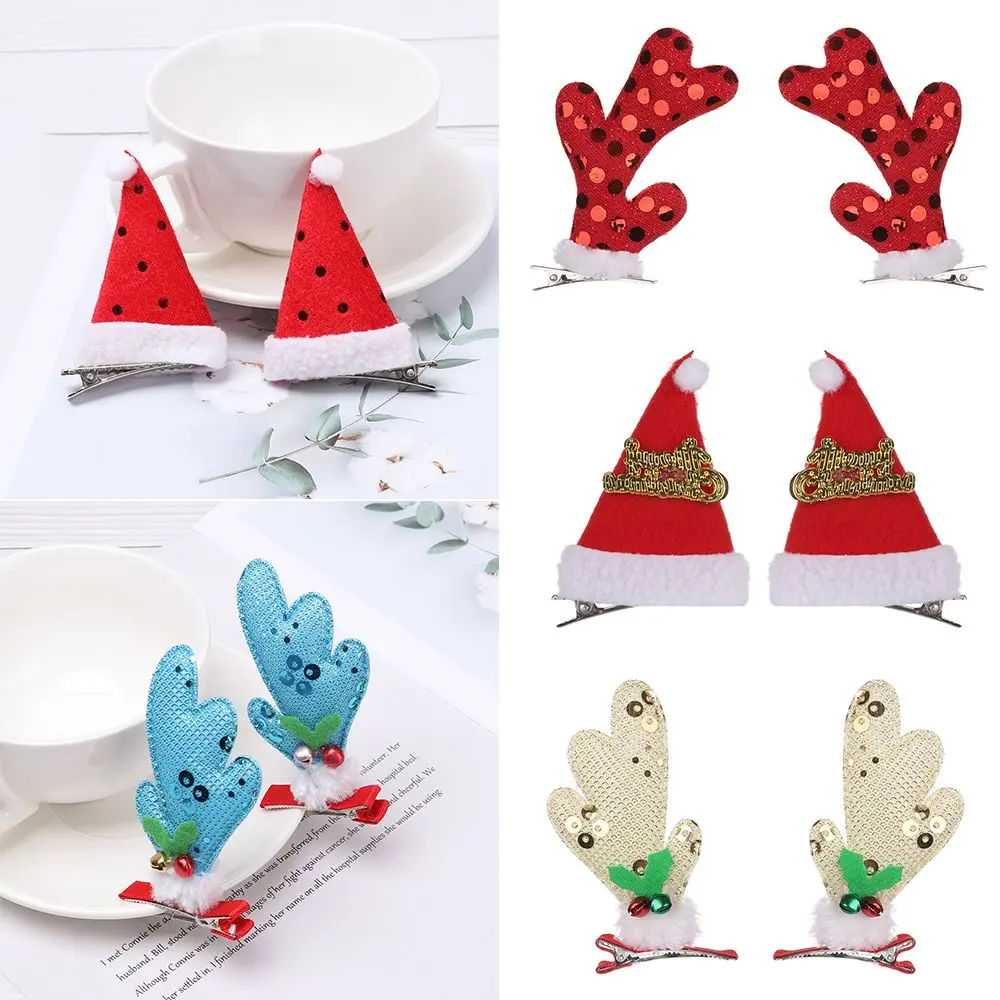2pcs/set Hair Accessories Christmas Ornament Headwear Sequin Hair Clip Antlers Headdress BB Clips