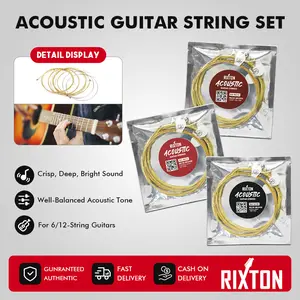 Rixton Original Acoustic Guitar StringRX-BC10/11/12 Yamaha Guitar Strings Set of 6 Senar