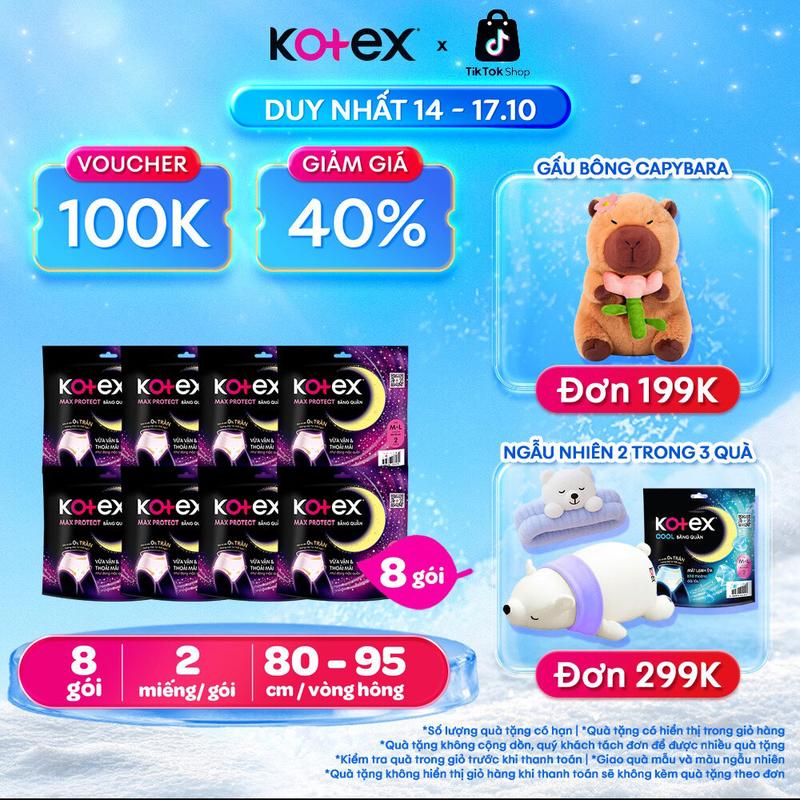 [Creator] Combo 8 gói (size M/L) BVS Kotex Ban Đêm dạng quần 2 miếng [Bao bì thay đổi theo từng đợt nhập hàng]