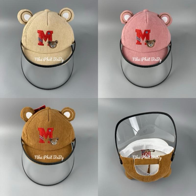 Trẻ 4 tháng - 18 tháng Nón kết chống bụi đi đường cho Bé Mũ cản gió chắn giọt bắn bảo vệ bé Trai bé Gái kèm màn che tháo rời tiện lợi